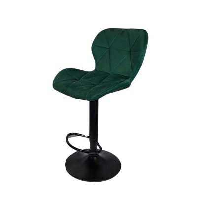 Moderns regulējams bāra krēsls ar metāla kāju un ērtu sēdvietu, zaļš