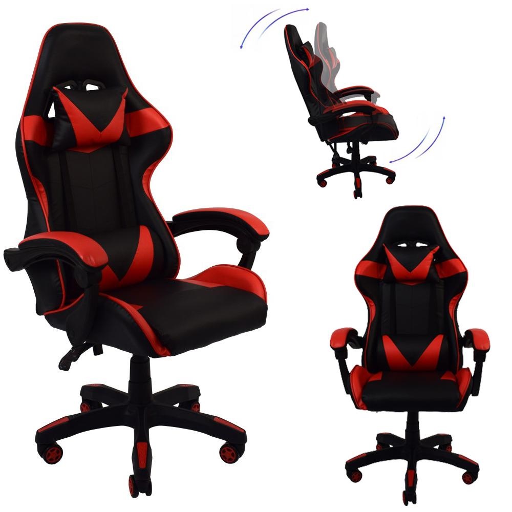 Draco gaming krēsls ar ergonomisku dizainu, regulējamu augstumu un atzveltni – ideāls spēļu entuziastiem, datoram un mājas birojam Sarkans