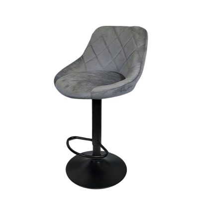 Moderns regulējams bāra krēsls ar metāla kāju un ērtu sēdvietu, pelēks