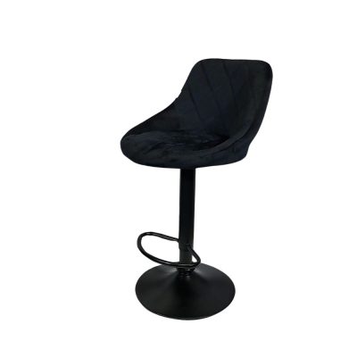 Moderns regulējams bāra krēsls ar metāla kāju un ērtu sēdvietu, melns