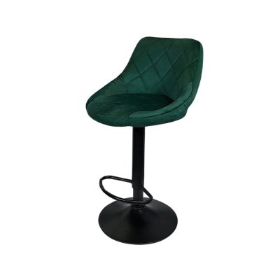 Moderns regulējams bāra krēsls ar metāla kāju un ērtu sēdvietu, zaļš