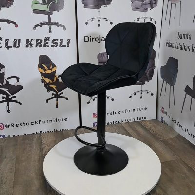 Moderns regulējams bāra/pusbāra krēsls ar augstuma regulāciju un ērtu sēdvietu, melns