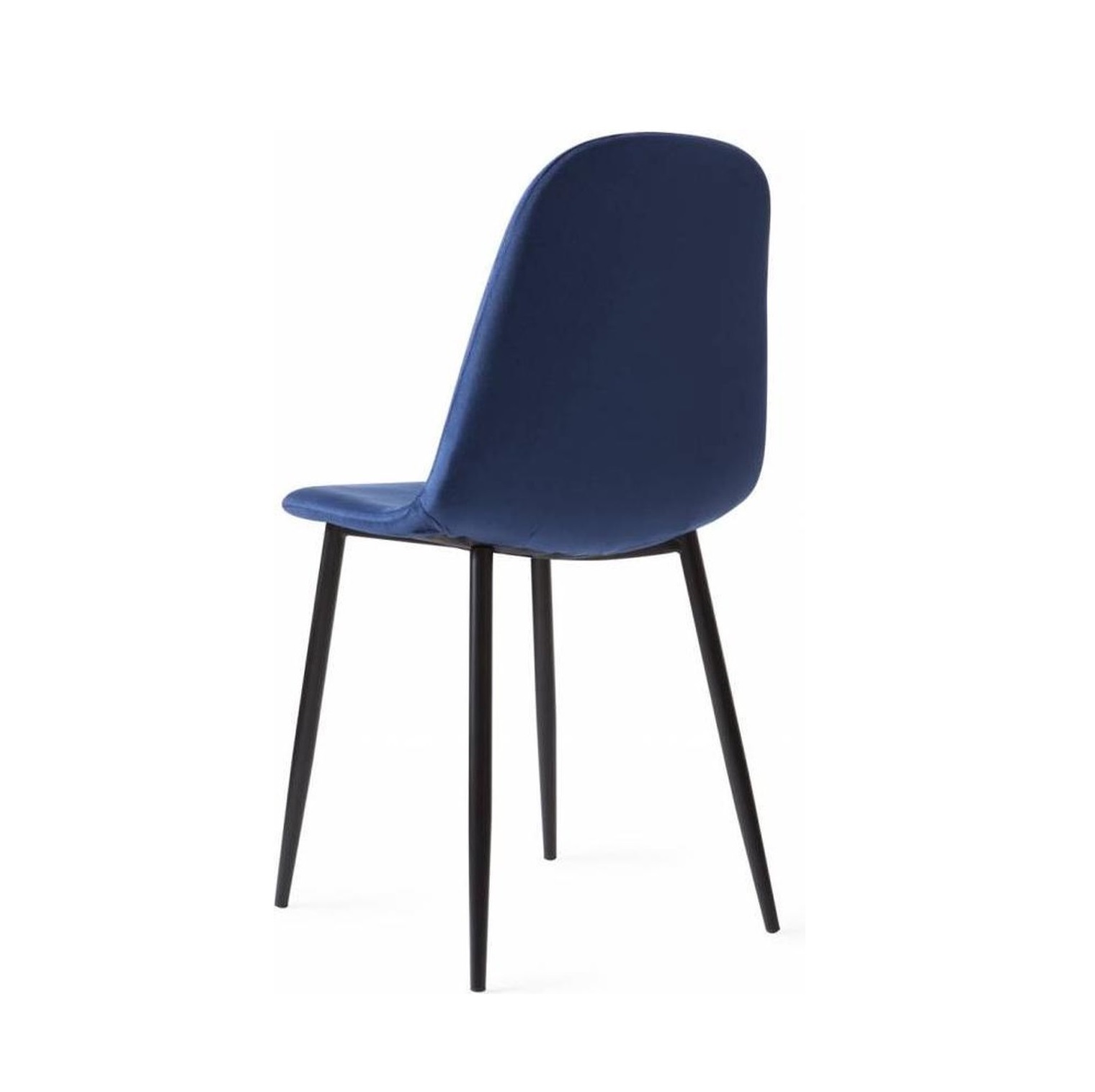 Zils samta virtuves krēsls, melnas metāla kājas