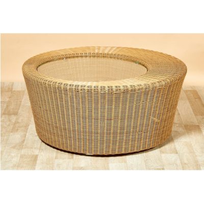 apaļš 120cm kafijas galds terasei Dedon panama. smilšu krāsa.