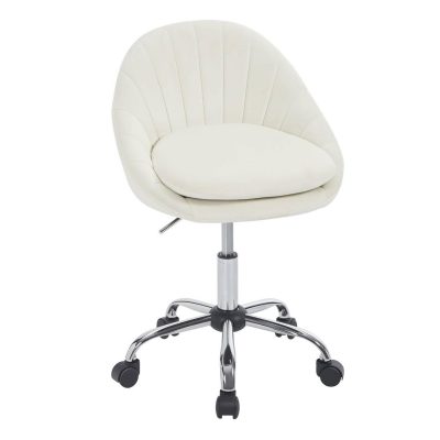 mājas datora krēsls, krēmkrāsas samta, regulējams augstums