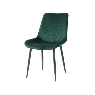 zaļš samta krēsls , melnas metāla kājas