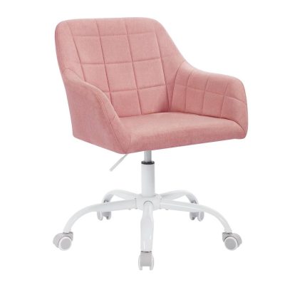 mājas datora krēsls, rozā auduma, regulējams augstums