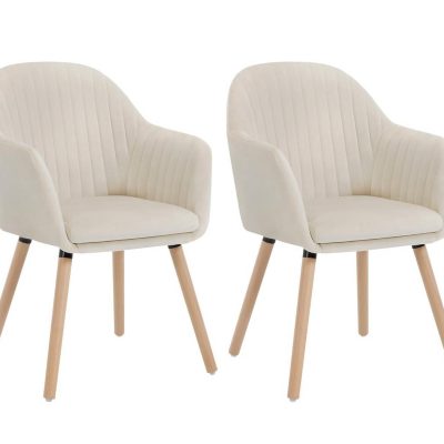 krēmkrāsas ēdamgalda krēsls ar koka kājam