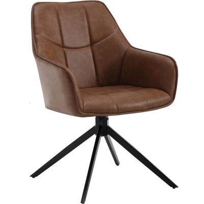 brūns grozāms dizaina krēsls, eko ādas apdre, melnas kājas