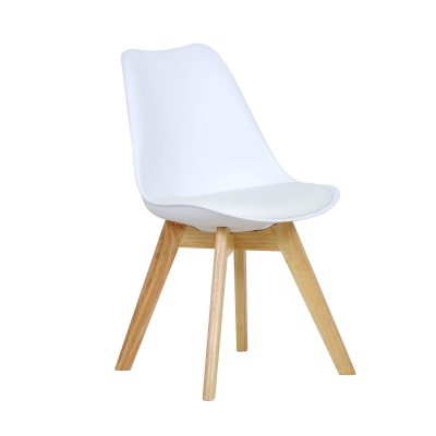 balts virtuves krēsls, koka kājas