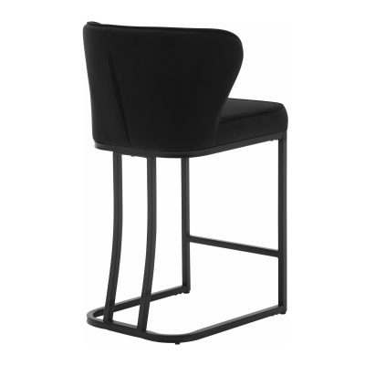 Melns samta pusbāra krēsls, melnas metāla kājas, dizaina krēsls