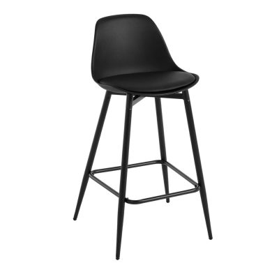 melns pusbāra krēsls, melnas metāla kājas