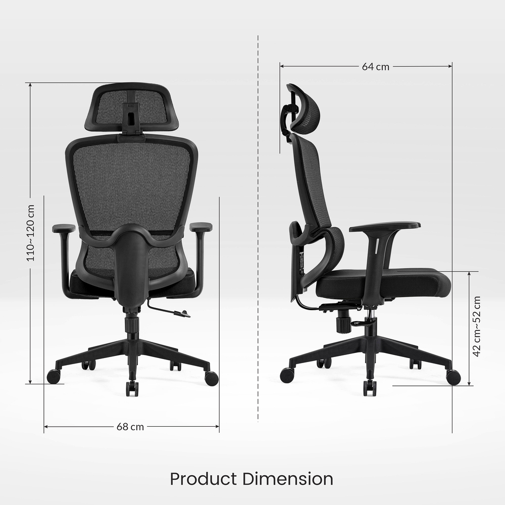 Stratos ergonomisks biroja krēsls ar augstu atzveltni un regulējamu galvas balstu - Image 7